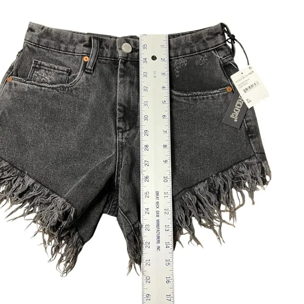 Blank NYC Shorts Womens 26 Black Cutoff Frayed Hem Distressed‎